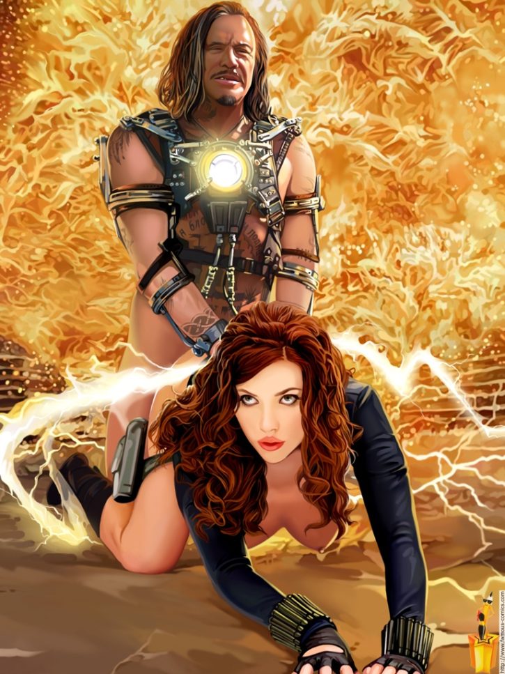 522603 - Black_Widow Famous_Comics Iron_Man_2 Marvel Mickey_Rourke Scarlett_Johansson whiplash