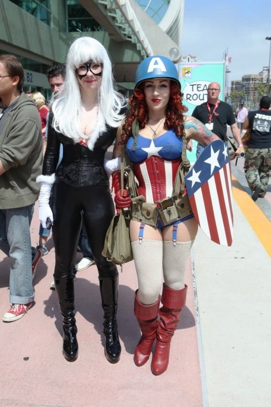 Captain America and Black Cat Hanging Out