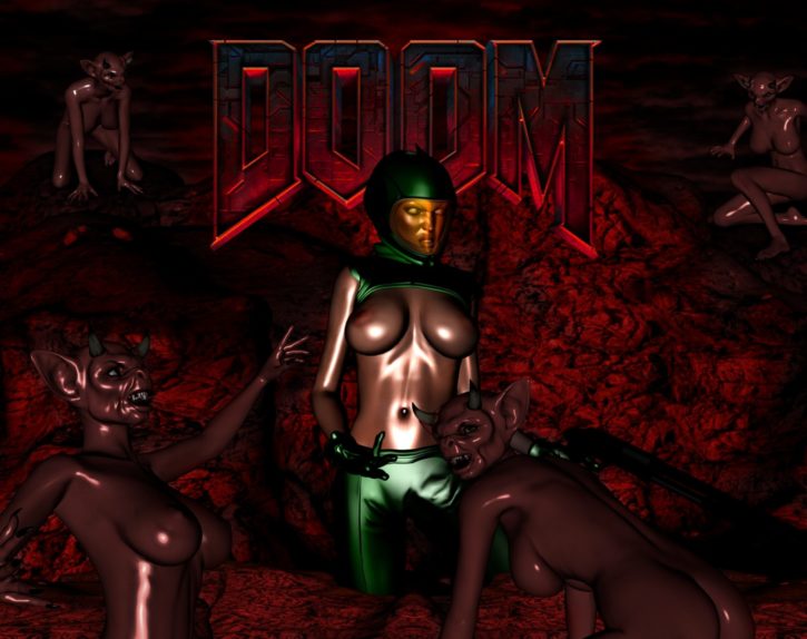 463163 - DISRUPTOR18 DOOM Doomguy Rule_63 TwistedBrain demon space_marine