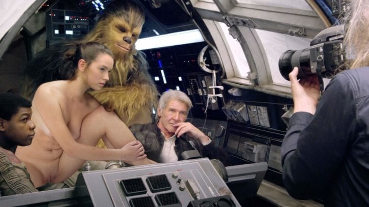 008_Chewbacca Daisy_Ridley Han_Solo Harrison_Ford John_Boyega Rey Star_Wars The_Force_Awakens Wookiee fa