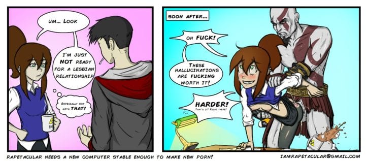 Critical_Miss Dante Devil_May_Cry Erin_Stout God_of_War Kratos Rapetacular webcomic